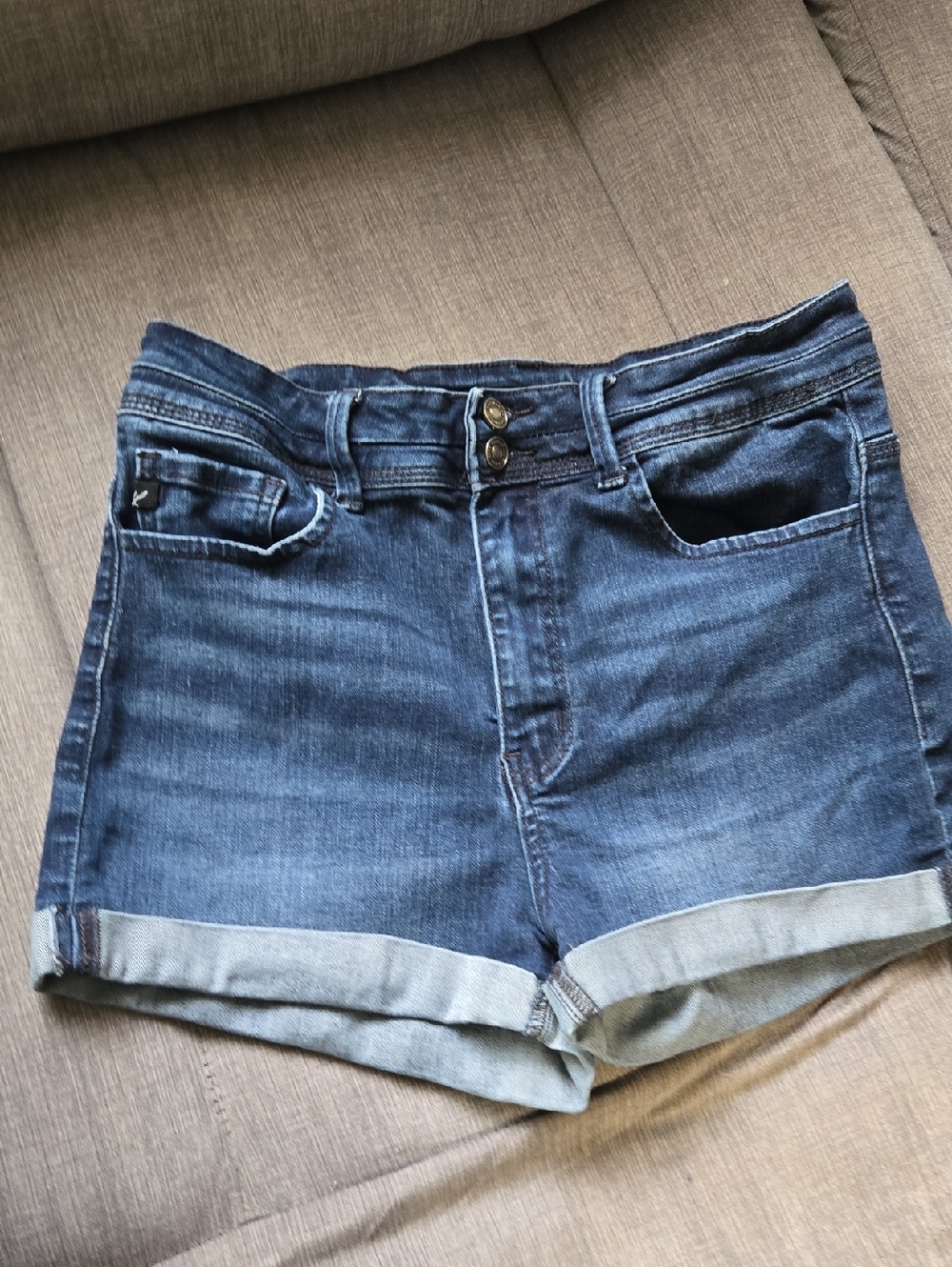 KanCan Dark Blue Cuffed Denim Shorts